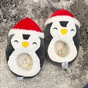 Squishmallows Unisex Santa Hat Penguin Plush Slippers